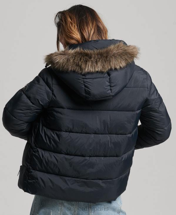 Superdry femmes veste courte à capuche D64Z3633 vêtements gris foncé