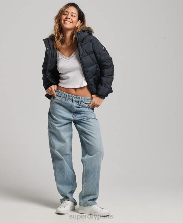 Superdry femmes veste courte à capuche D64Z3633 vêtements gris foncé