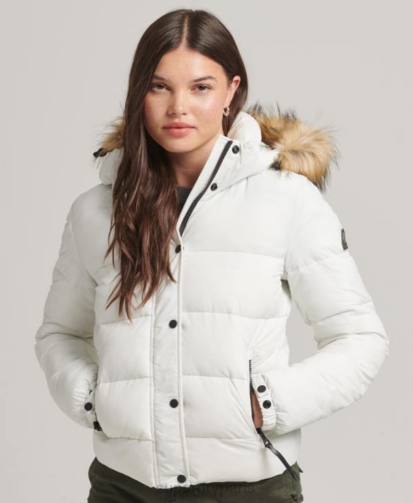 Superdry femmes veste courte à capuche D64Z3670 vêtements blanc