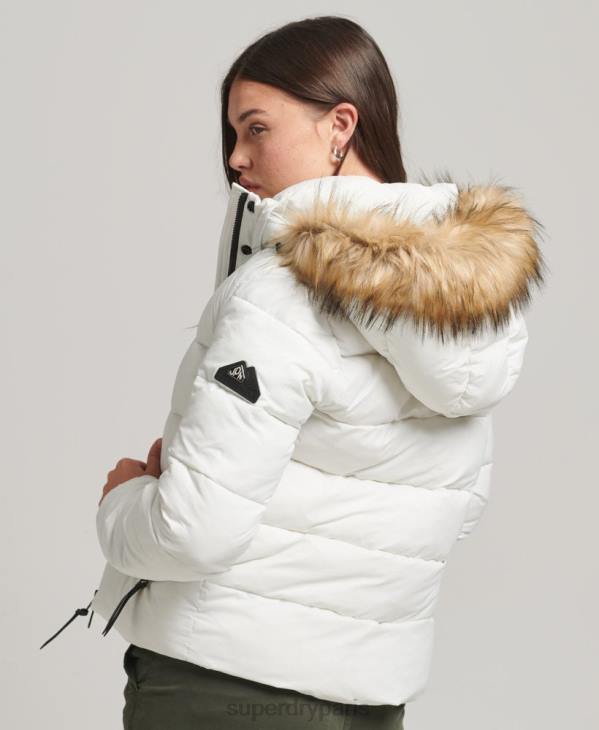 Superdry femmes veste courte à capuche D64Z3670 vêtements blanc