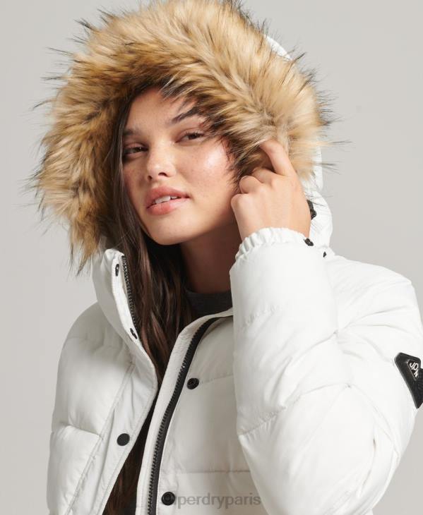 Superdry femmes veste courte à capuche D64Z3670 vêtements blanc