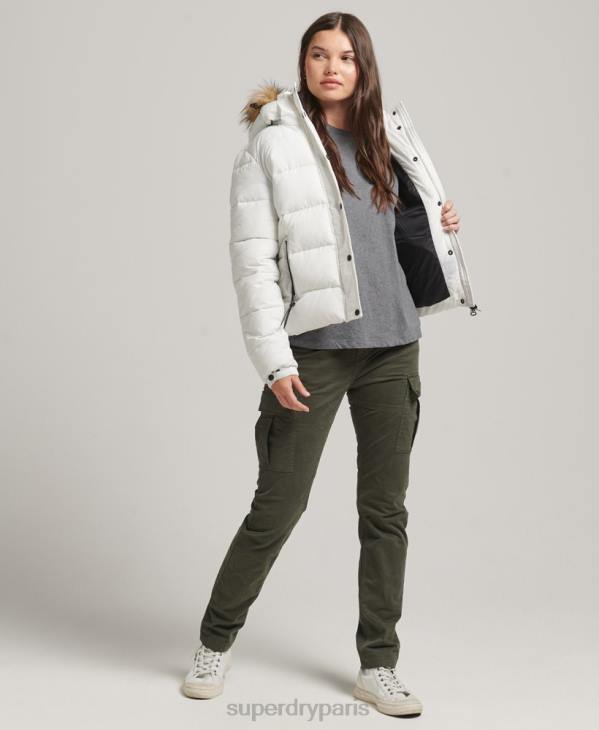 Superdry femmes veste courte à capuche D64Z3670 vêtements blanc