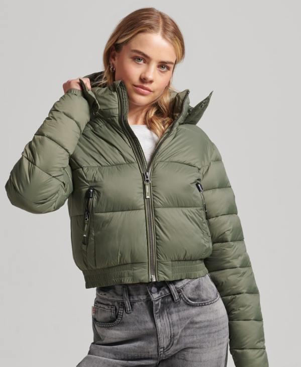 Superdry femmes veste courte à capuche fuji D64Z3731 vêtements vert