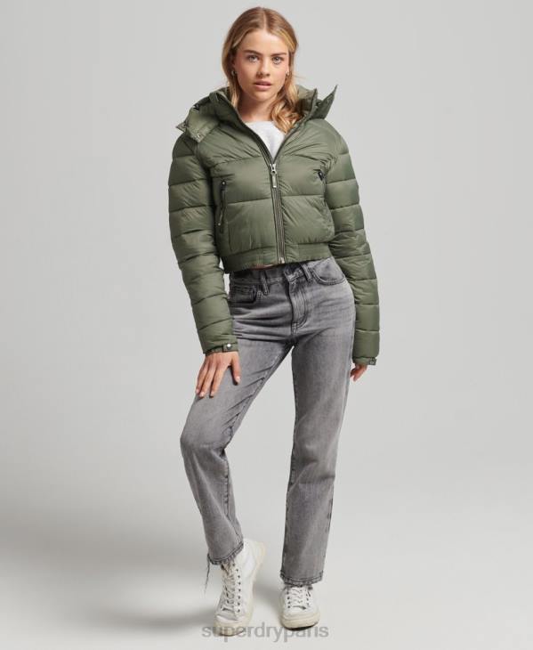 Superdry femmes veste courte à capuche fuji D64Z3731 vêtements vert