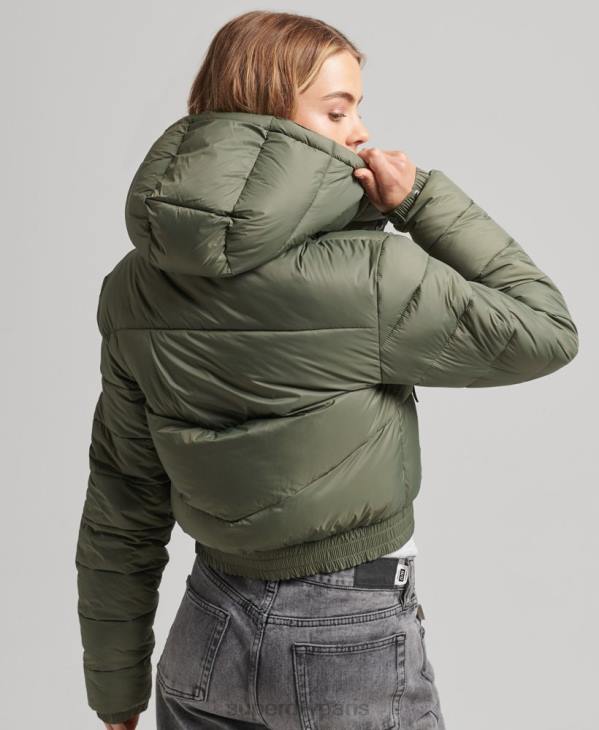Superdry femmes veste courte à capuche fuji D64Z3731 vêtements vert