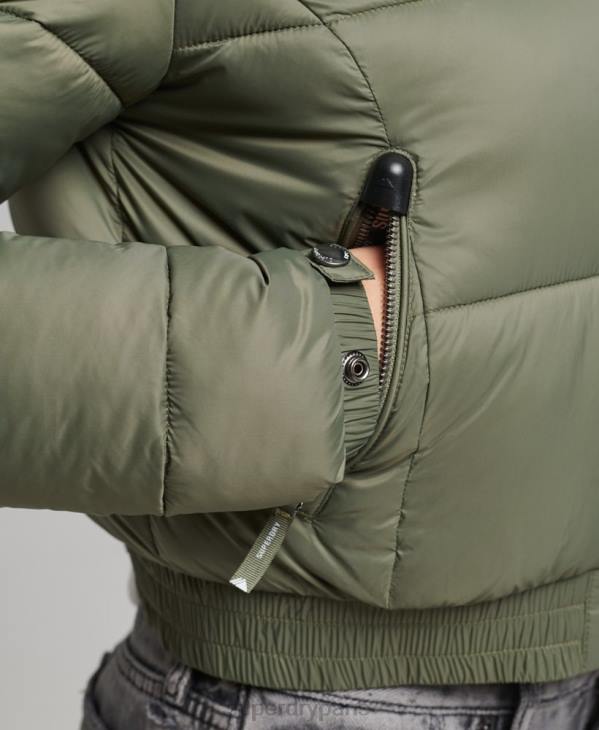 Superdry femmes veste courte à capuche fuji D64Z3731 vêtements vert