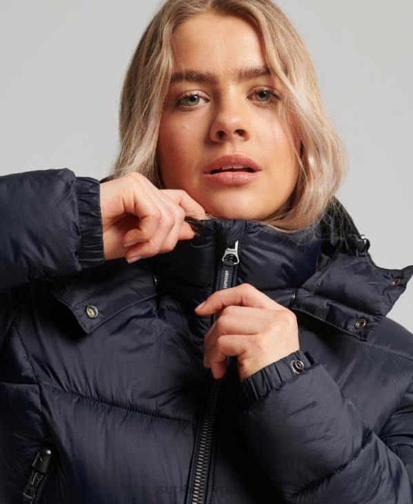 Superdry femmes veste courte à capuche fuji D64Z3803 vêtements marine