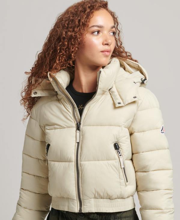 Superdry femmes veste courte à capuche fuji D64Z3804 vêtements beige