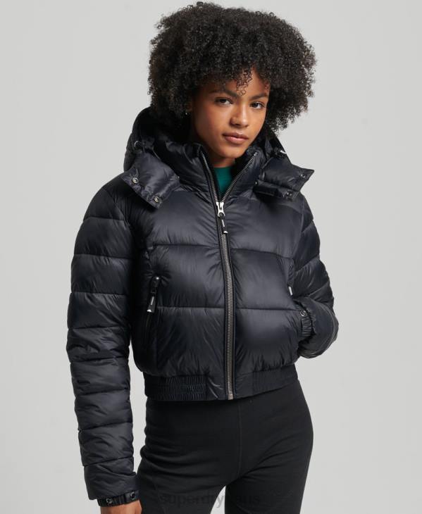 Superdry femmes veste courte à capuche fuji D64Z3826 vêtements noir