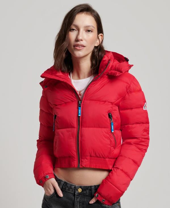 Superdry femmes veste courte à capuche fuji D64Z5525 vêtements rouge