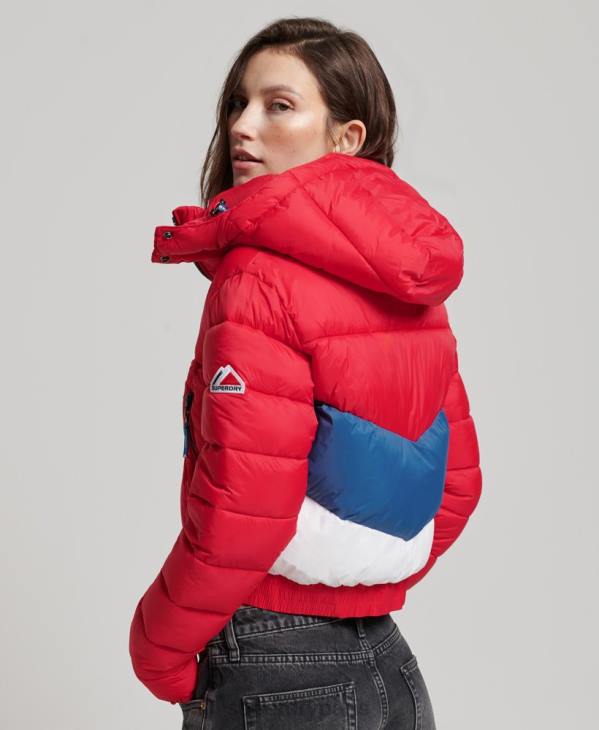 Superdry femmes veste courte à capuche fuji D64Z5525 vêtements rouge