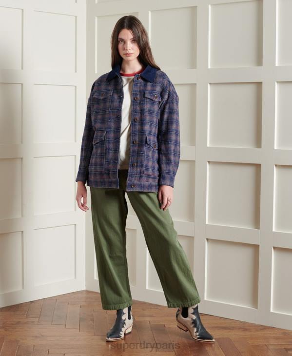 Superdry femmes veste courte en laine sèche édition limitée D64Z5686 vêtements bleu