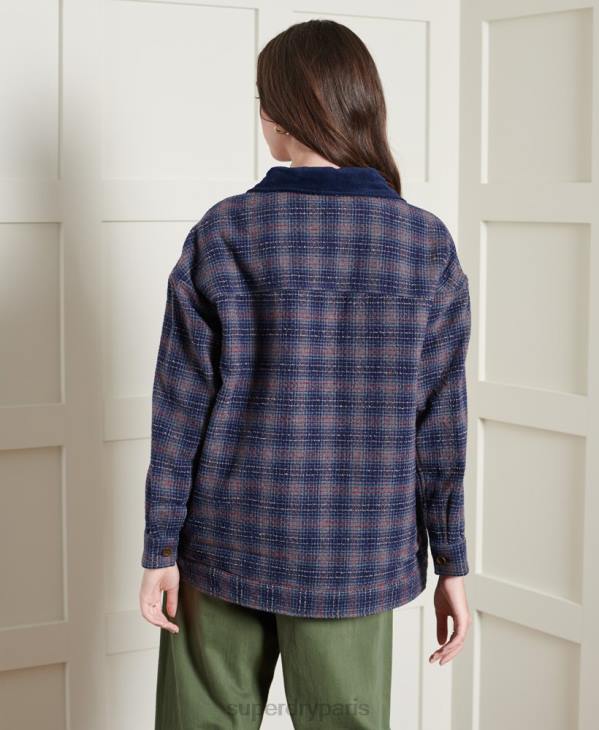 Superdry femmes veste courte en laine sèche édition limitée D64Z5686 vêtements bleu