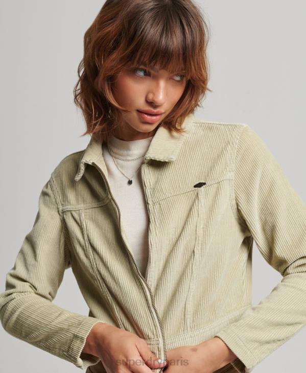 Superdry femmes veste courte en velours côtelé D64Z2031 vêtements beige