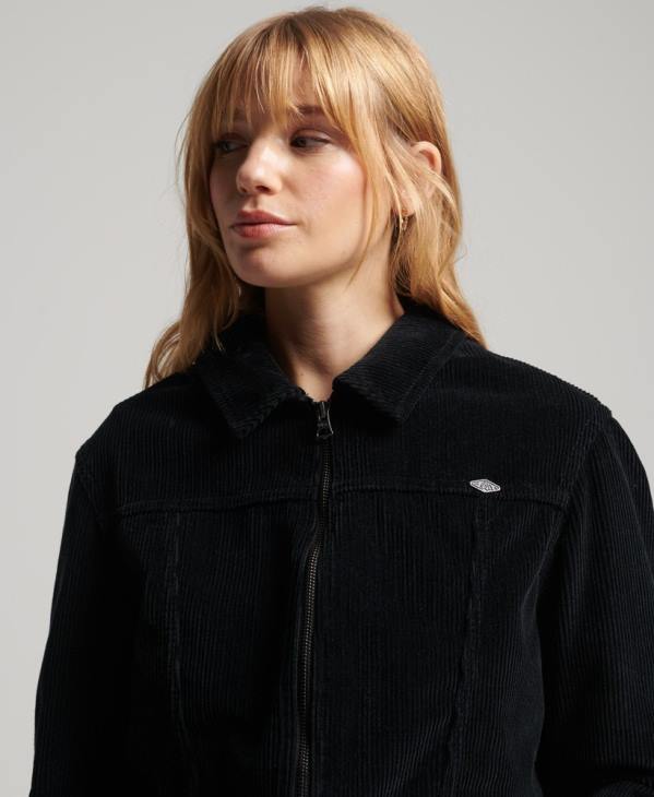 Superdry femmes veste courte en velours côtelé D64Z3526 vêtements noir