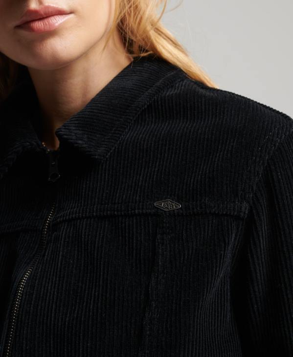 Superdry femmes veste courte en velours côtelé D64Z3526 vêtements noir