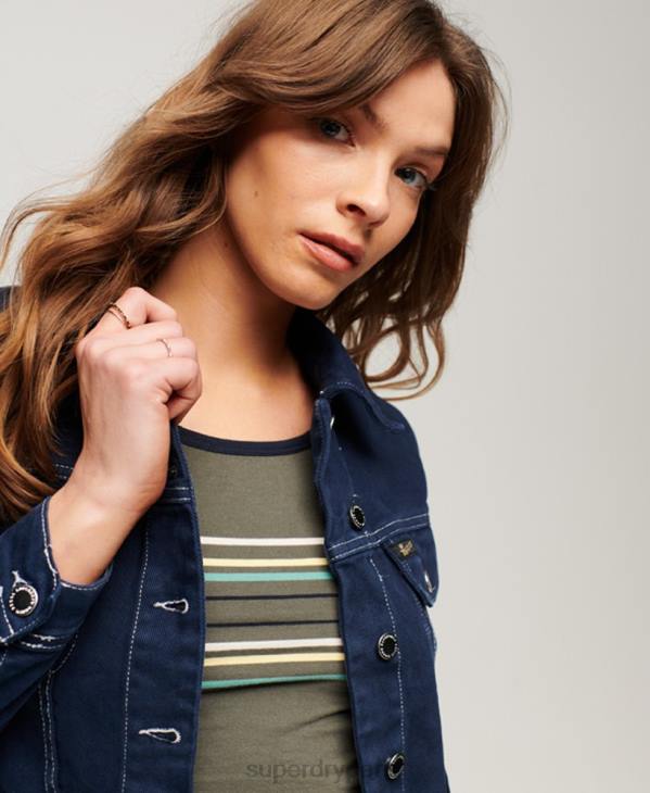 Superdry femmes veste courte workwear D64Z3528 vêtements marine