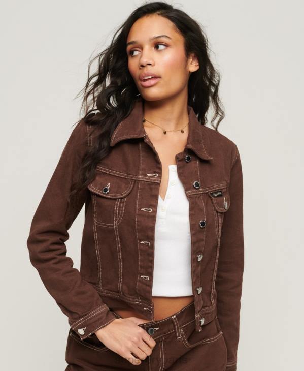 Superdry femmes veste courte workwear D64Z3532 vêtements brun