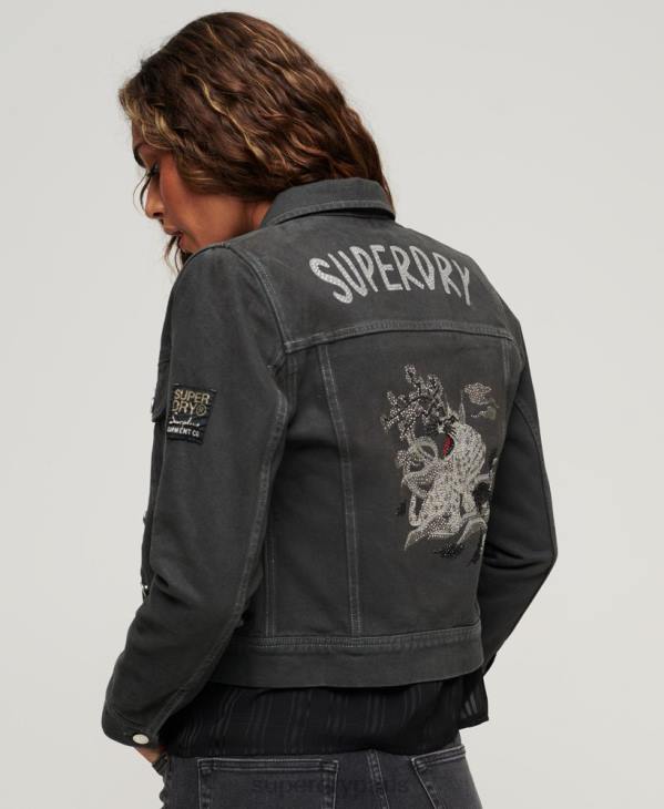 Superdry femmes veste courte workwear st tropez D64Z2004 vêtements gris foncé