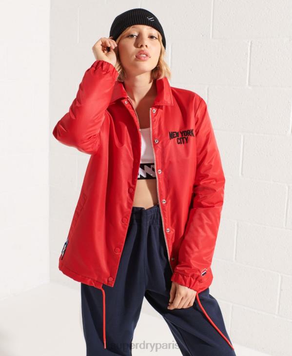 Superdry femmes veste d'entraîneur à boutons-pression D64Z5733 vêtements rouge
