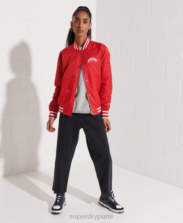 Superdry femmes veste de baseball universitaire classique D64Z5482 vêtements rouge