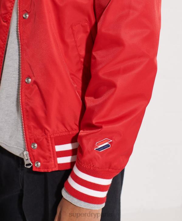 Superdry femmes veste de baseball universitaire classique D64Z5482 vêtements rouge