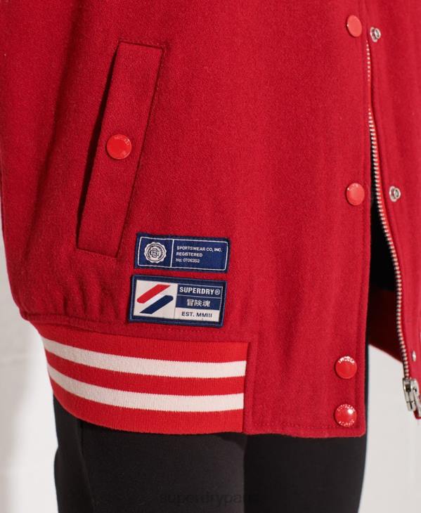 Superdry femmes veste de baseball universitaire en laine D64Z5463 vêtements rouge