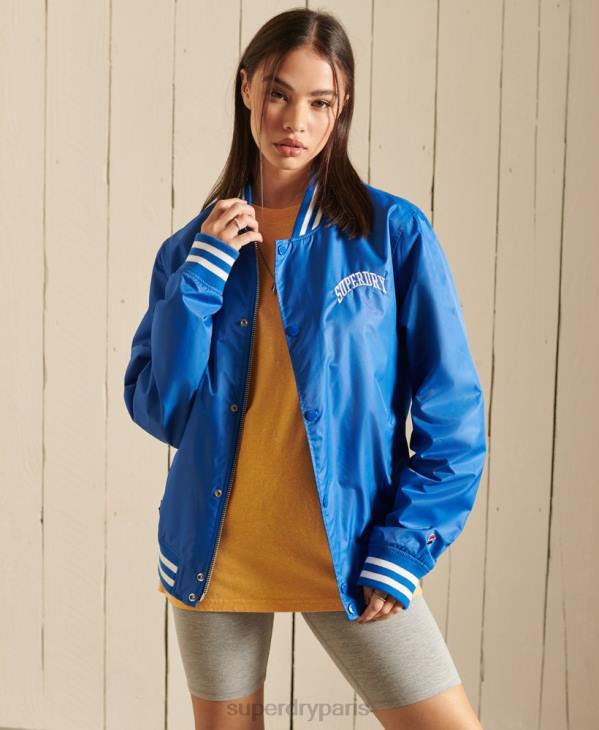 Superdry femmes veste de baseball universitaire surdimensionnée D64Z3852 vêtements bleu