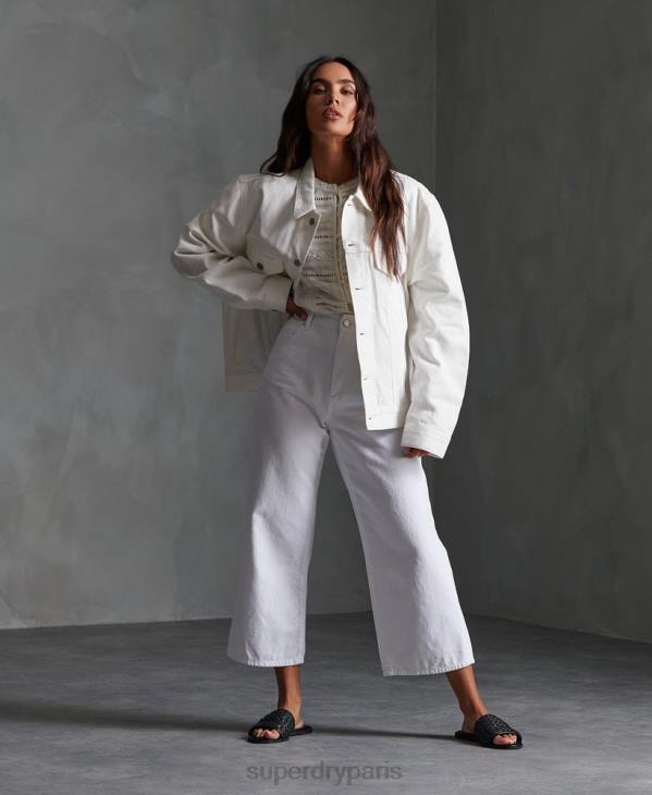 Superdry femmes veste de camionneur de petit ami D64Z3854 vêtements blanc