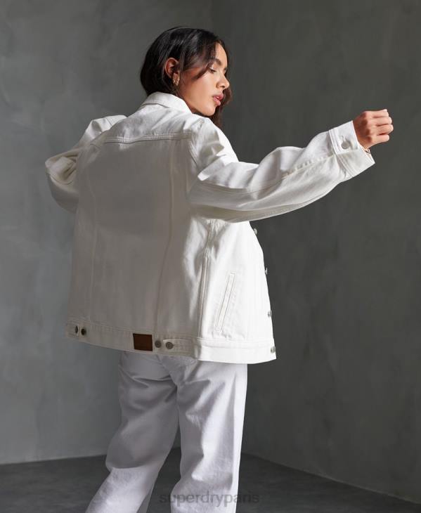 Superdry femmes veste de camionneur de petit ami D64Z3854 vêtements blanc