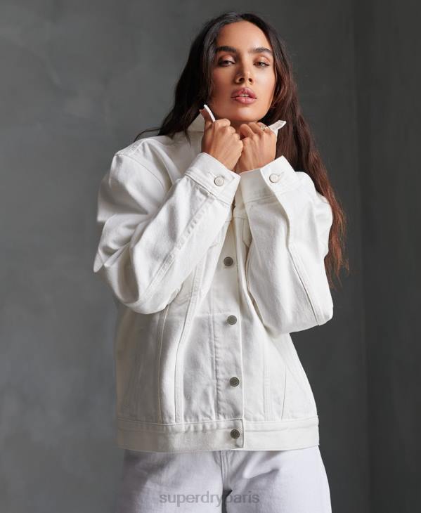 Superdry femmes veste de camionneur de petit ami D64Z3854 vêtements blanc
