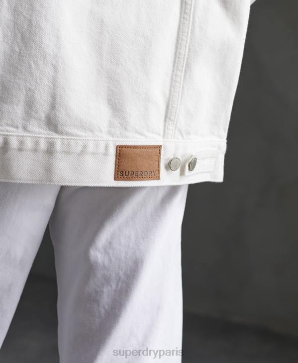 Superdry femmes veste de camionneur de petit ami D64Z3854 vêtements blanc