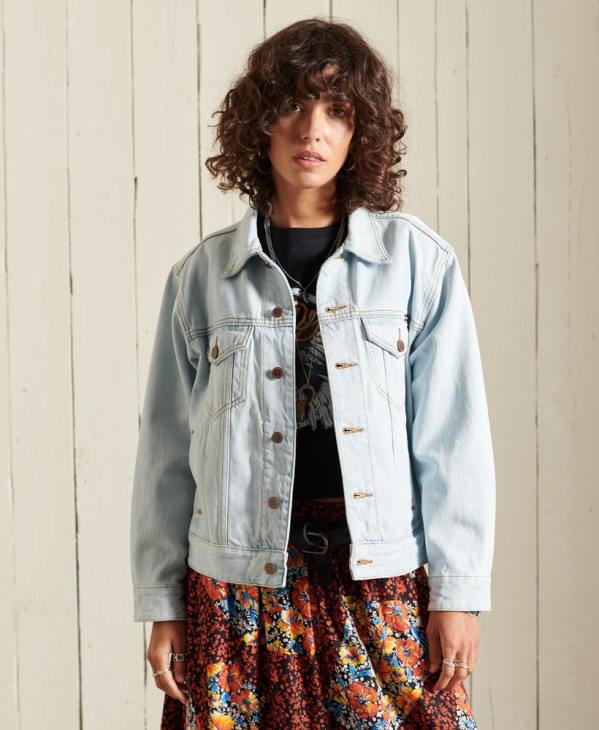 Superdry femmes veste de camionneur de petit ami D64Z5615 vêtements bleu clair