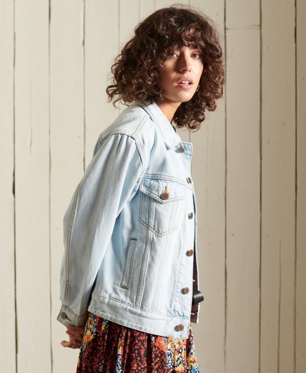 Superdry femmes veste de camionneur de petit ami D64Z5615 vêtements bleu clair