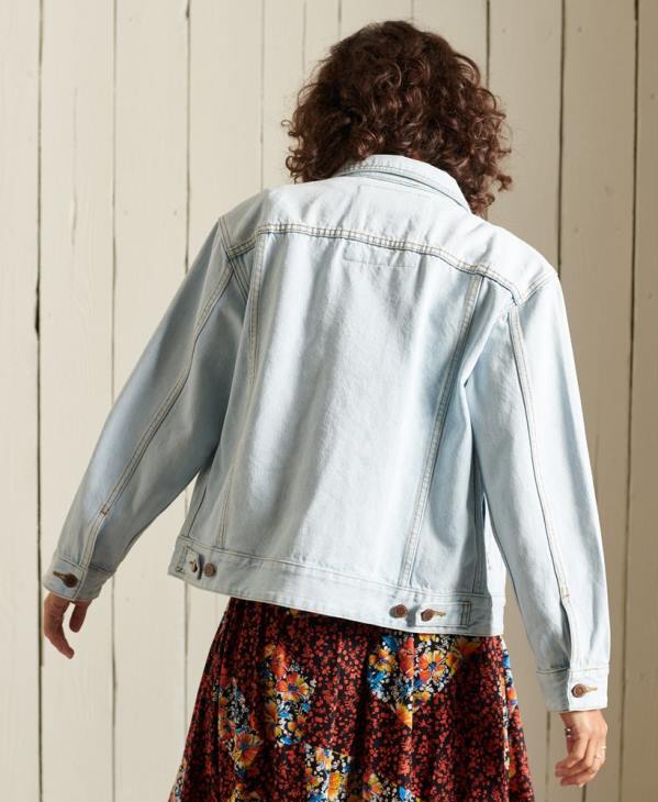 Superdry femmes veste de camionneur de petit ami D64Z5615 vêtements bleu clair