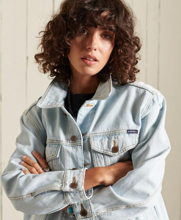 Superdry femmes veste de camionneur de petit ami D64Z5615 vêtements bleu clair