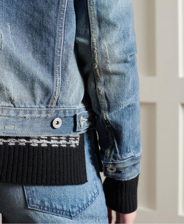 Superdry femmes veste de camionneur japonaise sèche en édition limitée D64Z3841 vêtements bleu clair