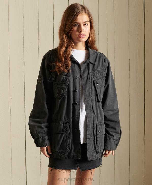 Superdry femmes veste de combat surdimensionnée D64Z5567 vêtements gris foncé