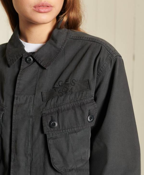 Superdry femmes veste de combat surdimensionnée D64Z5567 vêtements gris foncé