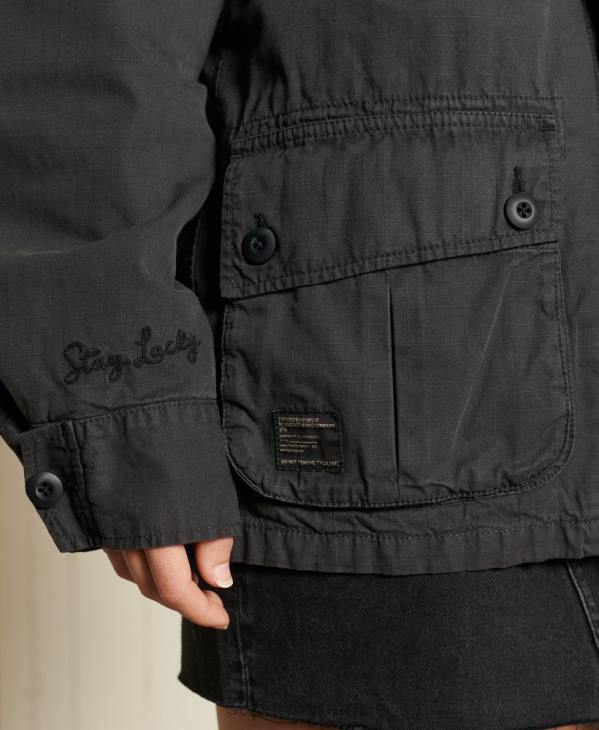 Superdry femmes veste de combat surdimensionnée D64Z5567 vêtements gris foncé