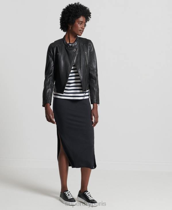Superdry femmes veste de course en cuir classique D64Z3717 vêtements noir