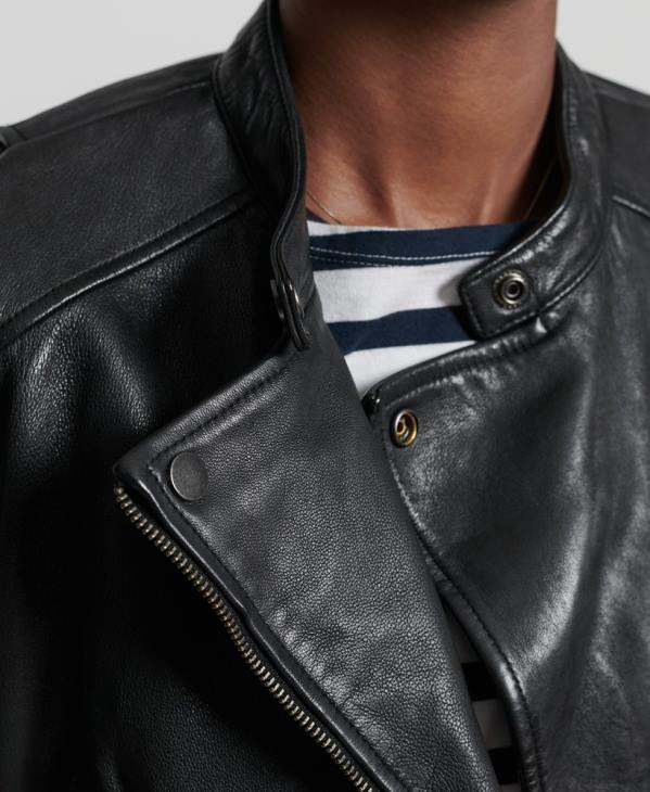 Superdry femmes veste de course en cuir classique D64Z3717 vêtements noir