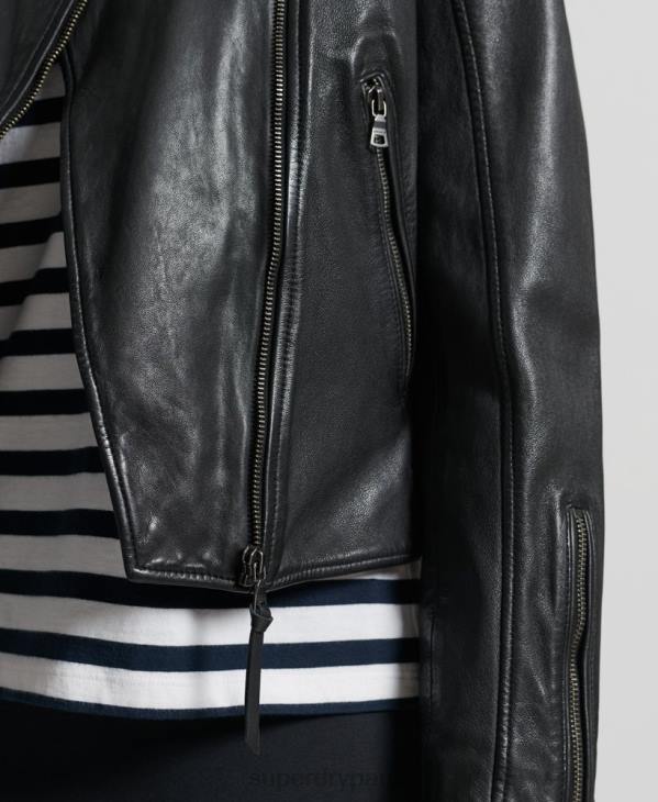 Superdry femmes veste de course en cuir classique D64Z3717 vêtements noir
