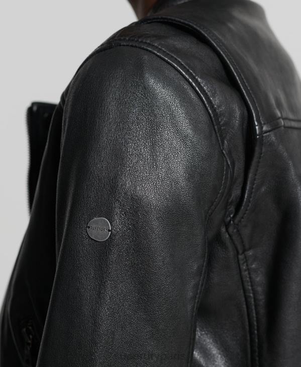 Superdry femmes veste de course en cuir classique D64Z3717 vêtements noir