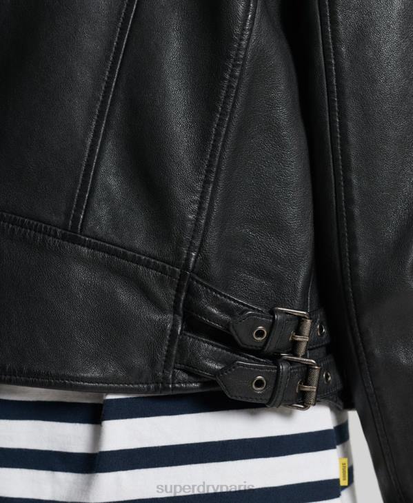 Superdry femmes veste de course en cuir classique D64Z3717 vêtements noir