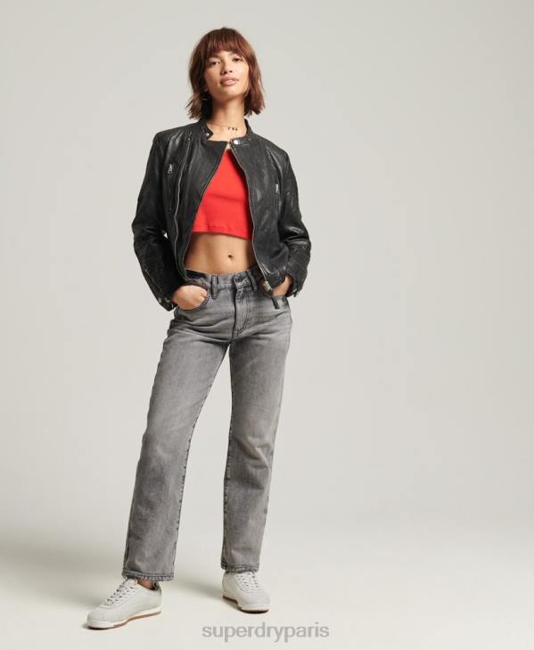 Superdry femmes veste de course en cuir classique D64Z5410 vêtements noir