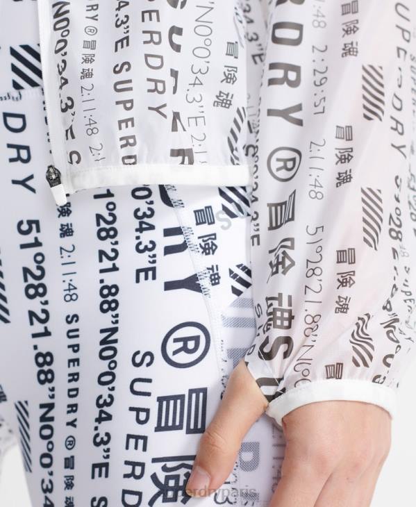 Superdry femmes veste de course à membrane D64Z5734 vêtements blanc