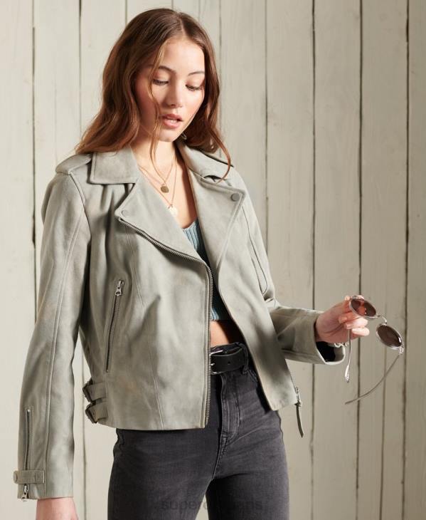 Superdry femmes veste de motard classique en daim D64Z5668 vêtements crème
