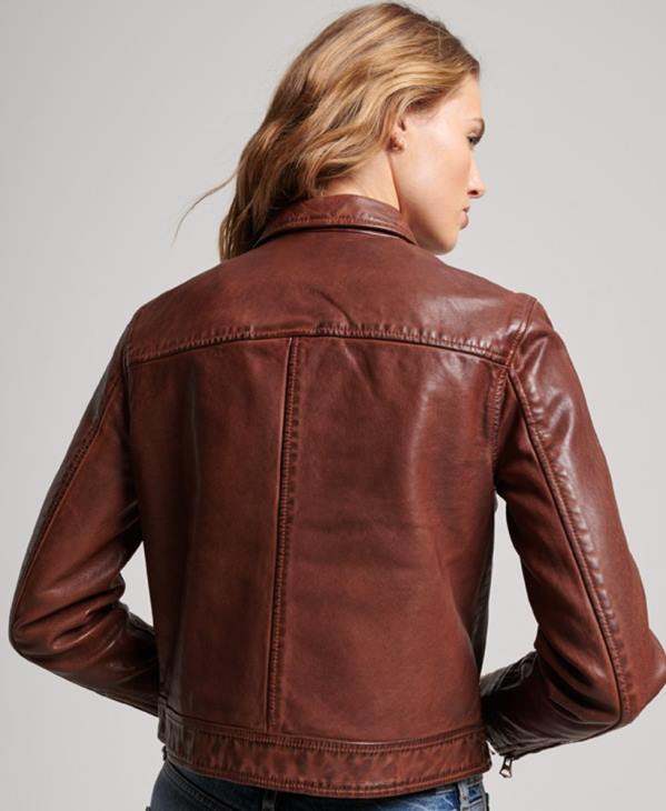 Superdry femmes veste de motard du désert D64Z3518 vêtements brun