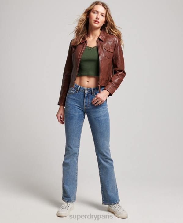 Superdry femmes veste de motard du désert D64Z3518 vêtements brun